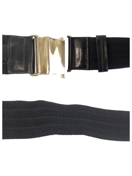 Prada Black Silver Nylon Belt Rolla Buckle